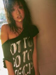  ando_sayaka photo shirt shirt_slip t-shirt tshirt 