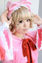  babydoll blonde_hair bloomers bow cosplay hairbow hairbow hina_ichigo katakura_rin photo ribbon ribbons rozen_maiden underwear 