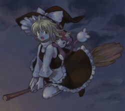  :o aipom bad_id bad_pixiv_id blonde_hair broom broom_riding brown_eyes crossover enu_(spinal) gen_2_pokemon hat kirisame_marisa pokemon pokemon_(creature) touhou witch_hat 