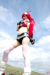  arm_warmers armwarmers bikini_top boots chopsticks cosplay fingerless_gloves gloves kudou_rou photo red_hair red_hair scarf shorts tengen_toppa_gurren-lagann tengen_toppa_gurren_lagann thigh-highs thighhighs yoko_littner yoko_littner 