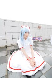  blue_hair cosplay highres kouno_tooru kouzuki_suzuka nurse nurse_uniform photo princess_princess 