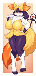  anthro blush braixen breasts brown_eyes container cup female fur furry generation_4_pokemon generation_6_pokemon hi_res holding_container holding_cup holding_object hybrid lucario nintendo no_genitals nude pok&eacute;mon_(species) pokemon pokemon_(species) simple_background solo spikes spikes_(anatomy) tailzkim yellow_body yellow_fur 