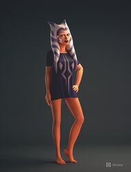  1girls 3d ahsoka_tano airress3d airress3d_(3d-modeller) alien alien_girl alien_humanoid alternate_version_available athletic athletic_female barefoot blender bottomless bottomless_female clone_wars clothed clothing face_markings facial_markings feet female female_focus female_only hand_on_hip highres lekku lekku_(anatomy) long_shirt lucasfilm orange_body orange_skin oversized_clothes oversized_shirt partially_clothed pinup pose posing presenting shirt simple_background smile smiling solo solo_focus standing star_wars the_clone_wars:_season_seven togruta topwear watermark 