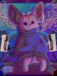  2018 2d_animation aggretsuko animated anthro big_ears biped brick_phone canid canine cellphone clothed clothing collage_(artwork) digital_media_(artwork) electronics epilepsy_warning female fennec_fox fenneko flashing_colors fox fur half-closed_eyes hi_res homo_the_domo mammal narrowed_eyes phone sanrio short_playtime simple_background sitting solo spread_legs spreading tired tired_eyes true_fox underwear vaporwave 