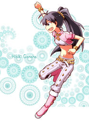  boots character_name commentary_request female ganaha_hibiki idolmaster idolmaster_(classic) long_hair nightea open_mouth photoshop_(medium) pink_diamond_765_(idolmaster) pink_footwear solo 