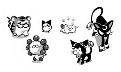  ambiguous_gender beady_eyes berurun beta_design beta_pichu beta_pokemon_(species) beta_pokemon_games beta_porygon2 closed_eyes felid feral high-angle_view ko-nya kotora mammal monochrome multiple_images nintendo pepegle pokemon pokemon_(species) pokemon_gold_beta rinrin_(pokemon_gold_beta) smile solo whiskers 