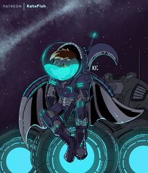  absurd_res anthro armor fish galaxy headgear helmet hi_res katxfish male marine ray_(fish) solo space spacecraft spacesuit star stingray tail vehicle water 