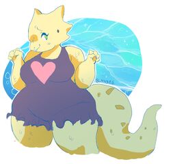  alphys anthro blynxee bodily_fluids breasts buckteeth clothed clothing dress fairyku female green_eyes heart_symbol nervous non-mammal_breasts reptile scalie simple_background smile solo standing sweat tail teeth thick_tail thick_thighs undertale undertale_(series) wide_hips 