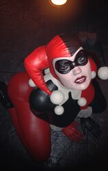  1girls 3d batman_(series) big_ass big_breasts blender clothed clothing dc dc_comics fat_ass female female_only fully_clothed harley_quinn harley_quinn_(classic) large_ass large_breasts looking_at_viewer nynx on_knees solo solo_female 