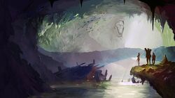  16:9 cave dungeon_of_the_endless female group hi_res male standing unknown_artist water wreck 