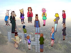  4:3 anthro avian beatrice_horseman bird bird_dog bojack_horseman bojack_horseman_(character) butterscotch_horseman canid canine canis cardigan charlotte_moore clothed clothing crossover crowd deer diane_nguyen domestic_cat domestic_dog equid equine felid feline felis female fur group herb_kazzaz hi_res hollywood horse human hunting_dog in_character kelsey_jannings labrador male mammal margo_martindale mr._peanutbutter neon_genesis_evangelion netflix owl parody penny_carson princess_carolyn psibunny redraw retriever sarah_lynn todd_chavez vincent_adultman wanda_pierce yellow_body yellow_fur 