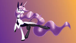  16:9 absurd_res alicorn alternate_color bunny_costume clothing collar costume cutie_mark equid equine fake_ears fake_rabbit_ears fan_character feathered_wings feathers female feral flowing_mane footwear friendship_is_magic fur half-closed_eyes hasbro hi_res hooves horn legwear lipstick looking_away makeup mammal my_little_pony mythological_creature mythological_equine mythology narrowed_eyes nylons pantyhose pink_eyelids playboy prancing princess_celestia_(mlp) princess_molestia purple_eyes quadruped shoes simple_background solo white_body white_feathers white_fur whitephoenix52 widescreen wings 