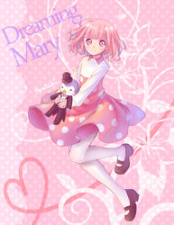  artist_name black_footwear blunt_bangs commentary copyright_name doll dreaming_mary english_commentary female full_body high-waist_skirt long_sleeves looking_at_viewer mary_(dreaming_mary) monotsuki pantyhose photoshop_(medium) pink_eyes pink_hair pink_skirt polka_dot polka_dot_skirt shirt shoes short_hair skirt smile solo sparkling_eyes stuffed_animal stuffed_penguin stuffed_toy white_pantyhose white_shirt 