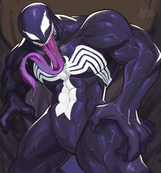  1boy 2022 alien bara barazoku hi_res hidoritoyama highres looking_at_viewer male male_focus male_only manly marvel marvel_comics muscular_male solo solo_male spider-man_(series) symbiote venom venom_(marvel) 