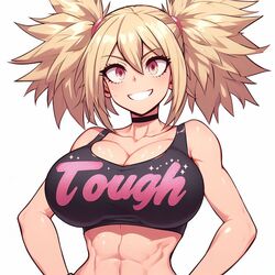  abs ai_generated bakugou_katsuki bimbo bimbo_body black_topwear blonde_hair choker cleavage collar crop_top female female_bakugou female_focus female_only genderswap_(mtf) hands_on_hips katsuki_bakugou krystalizedart large_breasts messy_hair midriff my_hero_academia no_sex pink_eyes rule_63 shiny_skin sleeveless sleeveless_shirt smiling smirk smirking smirking_at_viewer solo spiky_hair sweat sweatdrop tank_top teeth teeth_clenched teeth_showing thin_waist toned toned_belly toned_body toned_female toned_stomach twintails 