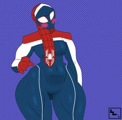            ass big_ass blush blushing_at_viewer bodysuit curvaceous curvy curvy_female curvy_figure dialogue hijab lxndxntxwn malala_windsor marvel marvel_comics mask masked spider-man:_across_the_spider-verse spider-man_(series) spider-uk super_suit superheroine thick thick_thighs thin_waist thunder_thighs tomboy wide_hips 