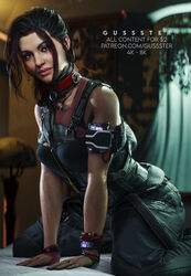  big_breasts breasts claire_russell cyberpunk_2077 fanart female female_focus female_only futuristic gussster hi_res necklace neckline outfit pov pov_eye_contact realistic solo video_games wet 