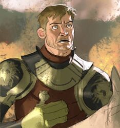  a_song_of_ice_and_fire absurdres armor blonde_hair commentary_request facial_hair game_of_thrones highres jaime_lannister photoshop_(medium) prosthesis prosthetic_hand ramon_nunez 