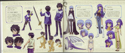  absurdres animal_costume arabian_clothes binding_discoloration black_hair blue_hair bone character_profile color_halftone crease dog_costume highres hiraga_saito official_art reference_sheet scan scan_artifacts sword sylpheed tabitha_(zero_no_tsukaima) weapon webp-to-jpg_conversion zero_no_tsukaima 