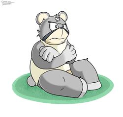  2015 animal_crossing anthro bear chibi clothing curt_(animal_crossing) male mammal nintendo raburigaron shirt sitting slightly_chubby solo spikyjuggernut topwear 