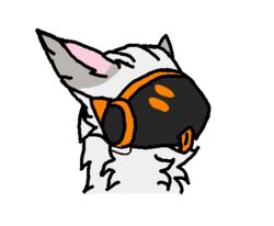  2_eyes alpha_channel anthro fur grey_body grey_fur machine male orange_eyes orange_tongue protogen solo tongue white_body white_fur 