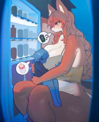  2025 :3 anthro baby_bottle big_breasts bottomless bottomless_female breasts canid canine clothed clothing colored countershade_breasts countershade_face countershade_fur countershade_torso countershading digital_media_(artwork) domestic_cat duo face_on_breast felid feline felis female fox fur hair hi_res hug hugging_another larger_female long_hair male male/female mammal on_lap red_body red_fox red_fur red_hair shaded shirt shirt_only simple_background sitting_on_lap size_difference smaller_male smile speech_bubble tail tank_top tank_top_only thick_thighs topwear topwear_only true_fox unnamed_cat_(utterangle) unnamed_fox_(utterangle) utterangle vending_machine 