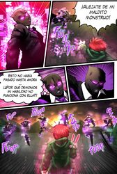  ! 1boy1girl aurora_romanof black_body bri4n500 business_suit comic comic_page crossover el_diario_de_jonathan enderman female male minecraft outdoors purple_eyes red_hair short_hair spanish_text telekinesis 