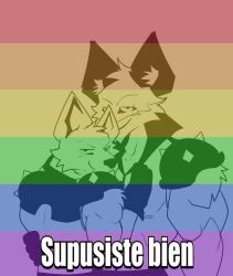  anthro arctic_fox barazoku blush brother_(lore) brothers_(lore) canid canine canis clothed clothing duo epic_games fennix_(fortnite) fortnite fox hi_res hug hugging_another hugging_from_behind humor incest_(lore) lgbt_pride looking_at_viewer male male/male mammal meme muscular muscular_anthro muscular_male parody pinumontbalou pride_colors rainbow_flag rainbow_pride_flag rainbow_symbol red_fox sibling_(lore) smile smiling_at_viewer spanish_text spikes text true_fox volpez_(fortnite) 