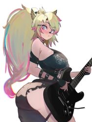  animated ass big_ass breasts cat_ears catgirl curvy_ass curvy_body curvy_figure female female_only freckles fully_clothed guitar hair_tied_back large_ass large_breasts looking_back nocebo obkatiekat punk_girl ripped_clothing tagme thick_thighs two_tone_hair video virtual_youtuber vtuber 