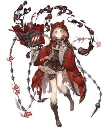  animal_hood blonde_hair book bookmark boots brown_dress chains claw_(weapon) claw_ring corset dress female frilled_dress frilled_sleeves frills full_body hood hood_up hooded_jacket jacket ji_no long_hair looking_at_viewer official_art orange_eyes red_riding_hood_(sinoalice) sinoalice solo thigh_strap torn_clothes transparent_background weapon wide_sleeves 