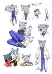  2020 absurd_res angry anthro blue_hair bottomwear brand_new_animal breasts brown_body brown_fur canid canine canis claws clothed clothing crying_cat digital_media_(artwork) ear_piercing ear_ring english_text eyelashes eyewear eyewear_on_head female finger_claws fluffy fluffy_tail fur furniture gesture green_eyes grey_body grey_fur group hair hand_gesture hi_res looking_at_viewer male mammal marie_itami meme michiru_kagemori mink money multiple_poses mustelid musteline narrowed_eyes open_mouth overcoat parody piercing pointing pose raccoon_dog ring_piercing shirou_ogami simple_background slimymana smile smug studio_trigger sunglasses sunglasses_on_head sweater table tail tanuki text topwear true_musteline turtleneck wolf woman_yelling_at_a_cat 