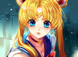  apple29556997 bishoujo_senshi_sailor_moon bishoujo_senshi_sailor_moon_s blonde_hair blue_eyes blue_sailor_collar bow bowtie breasts choker circlet cleavage collarbone crescent crescent_earrings derivative_work double_bun earrings female hair_between_eyes hair_bun hair_intakes hair_ornament heart heart_choker highres jewelry long_hair looking_at_viewer magical_girl medium_breasts meme red_bow red_bowtie sailor_collar sailor_moon sailor_moon_redraw_challenge_(meme) sailor_senshi_uniform sailor_shirt screenshot_redraw shirt sleeveless sleeveless_shirt solo sweatdrop tsukino_usagi twintails upper_body white_shirt 