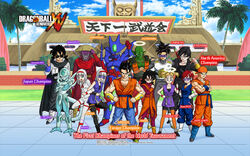  5girls 6+boys arena armor bad_link bandana black_hair blonde_hair boots cape character_name crossed_arms dougi dragon_ball dragon_ball_xenoverse english_text frieza_clan full_body glasses group_picture hairband halo hat highres jewelry locked_arms long_hair looking_at_viewer mirai_senshi multiple_boys multiple_girls namekian necklace official_art official_wallpaper outdoors red_eyes red_hair reenisia_(character) saiyan saiyan_armor scouter short_hair sunglasses sword thumbs_up twintails weapon white_hair 