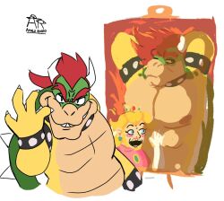  anthro apolonoise bowser breasts duo female human male mammal mario_bros meme muscular muscular_anthro nintendo painting princess_peach surprised wojak 