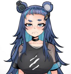  animal_ears artist_name bear_ears bear_girl black_choker black_shirt blue_eyes blue_hair blush book breasts choker closed_mouth colored_inner_hair commentary cropped_shirt english_commentary english_text female frown fujikura_uruka hair_ornament headphones holding holding_photo kluverdesigns large_breasts long_hair multicolored_hair musical_note musical_note_hair_ornament phase_connect photo_(object) shirt simple_background solo streaked_hair tearing_up upper_body virtual_youtuber white_background 