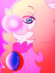  anthro artist_name blowing_bubble_gum blue_eyes bust_portrait clothed clothed_anthro clothed_female clothing colored crossover digital_drawing_(artwork) digital_media_(artwork) eye_through_hair eyebrow_through_hair eyebrows female female_anthro flamigoat fur glowing glowing_body hair hi_res lagomorph lidded_eyes light lighting looking_down mammal mario_bros mario_plus_rabbids_kingdom_battle multicolored_body nintendo pink_background pink_clothing pink_shirt pink_topwear portrait rabbid rabbid_peach raving_rabbids rayman_(series) red_eyebrows shaded shirt simple_background solo tan_body tan_inner_ear tan_skin text thin_eyebrows topwear translucent translucent_hair two_tone_body ubisoft white_body white_fur 