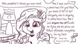  16:9 dialogue english_text equid equine female greeting hasbro headpiece line_art looking_at_viewer mammal mlp_g5 monochrome my_little_pony mythological_creature mythological_equine mythology nft pegasus pipp_petals_(mlp) pony-berserker solo text widescreen wings 