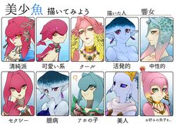  blush breath_of_the_wild chart clothing female finley_(tloz) hibikime humanoid iza&#039;s_assistant japanese_text laruto looking_at_viewer majora&#039;s_mask male marine mei_(tloz) mipha nintendo ocarina_of_time open_mouth prince_ralis princess_ruto queen_rutela simple_background smile text the_legend_of_zelda translated twilight_princess wind_waker zora 