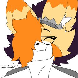  1:1 absurd_res anthro canid canine clothed clothing dialogue english_text eyewear female fox glasses hair hair_over_eye half-moon_glasses hi_res jhenightfox julie_(jhenightfox) mammal one_eye_obstructed orange_hair solo text 