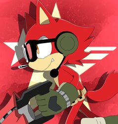  2017 anthro big_head black_nose canid canine canis clothing custom_character_(sonic_forces) eyewear fur gadget_the_wolf glasses gloves handwear hi_res male mammal sega simple_background solo sonic_forces sonic_the_hedgehog_(series) sonicsky2337 toony wispon wolf 