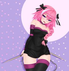  artist_name astolfo astolfo_(fate) black_rider bow braid fate/apocrypha fate/stay_night fate_(series) hair_ornament hair_ribbon high_resolution long-haired_trap medusa oerba_yun_fang picantium pink_hair purple_eyes ribbon rider solo tied_hair trap underwear very_high_resolution 