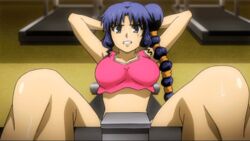  animated animated breasts exercise female freezing_(series) pov rana_linchen situp solo spread_legs sweat 