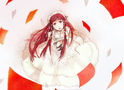  bow commentary_request dress female frills gothic_lolita hair_ribbon lolita_fashion long_hair mentaishi open_mouth persona persona_3 red_hair ribbon solo yoshino_chidori 