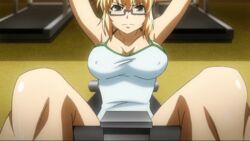  animated animated blonde_hair breasts exercise female freezing_(series) large_breasts long_hair pov satellizer_el_bridget situp solo spread_legs sweat 