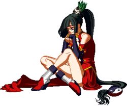  animated animated animated arc_system_works blazblue blazblue:_calamity_trigger breasts cleavage game litchi_faye_ling lowres pixel_art sit sitting sprite 