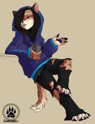  2020 4_toes 5_fingers anthro brown_eyes clothed clothing digital_media_(artwork) eyebrows eyelashes feet felid feline female fingers hi_res jesterghastly mammal open_mouth solo teeth toes tongue 