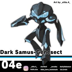  1:1 alternate_color dark_samus elite.4 english_text generation_5_pokemon genesect legendary_pokemon metroid metroid_prime nintendo pokemon pokemon_(species) solo text 