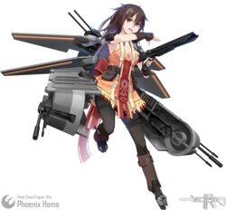  absurdres animification artist_name boots bow breasts brown_hair character_name cleavage commentary_request dress female full_body gun highres long_hair md5_mismatch mecha_musume open_mouth orange_eyes personification phoenix_home rebel_alliance solo star_wars teeth thighhighs transparent_background vectorek weapon 