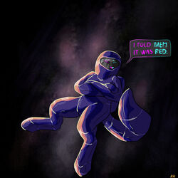  1:1 2020 acacia_dune among_us angry anthro astronaut canid canine canis crewmate_(among_us) dialogue english_text female hi_res innersloth mammal multicolored_eyes poly_(acacia) purple_(among_us) simple_background solo space spacesuit speech_bubble synthetic text wolf 