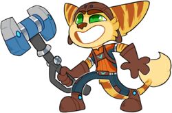  2021 alpha_channel clothed clothing crownedvictory hammer lombax male mammal patreon ratchet_(ratchet_and_clank) ratchet_and_clank simple_background solo sony_corporation sony_interactive_entertainment tail tools transparent_background 